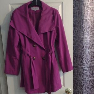 Anne Klein Purple Double-Breasted Trench Coat